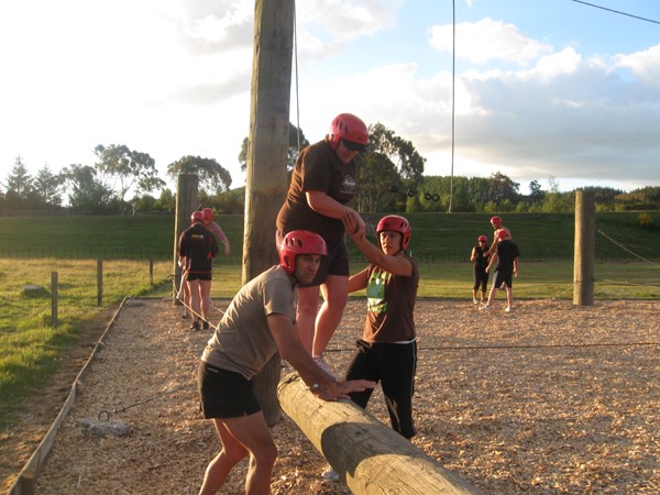 The Unison Taupo Lakers training at Taupo�s 'Rock n Ropes' course